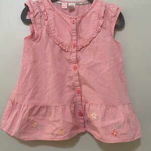 OshKosh B'gosh Pink Gingham Ruffled Cotton Blouse